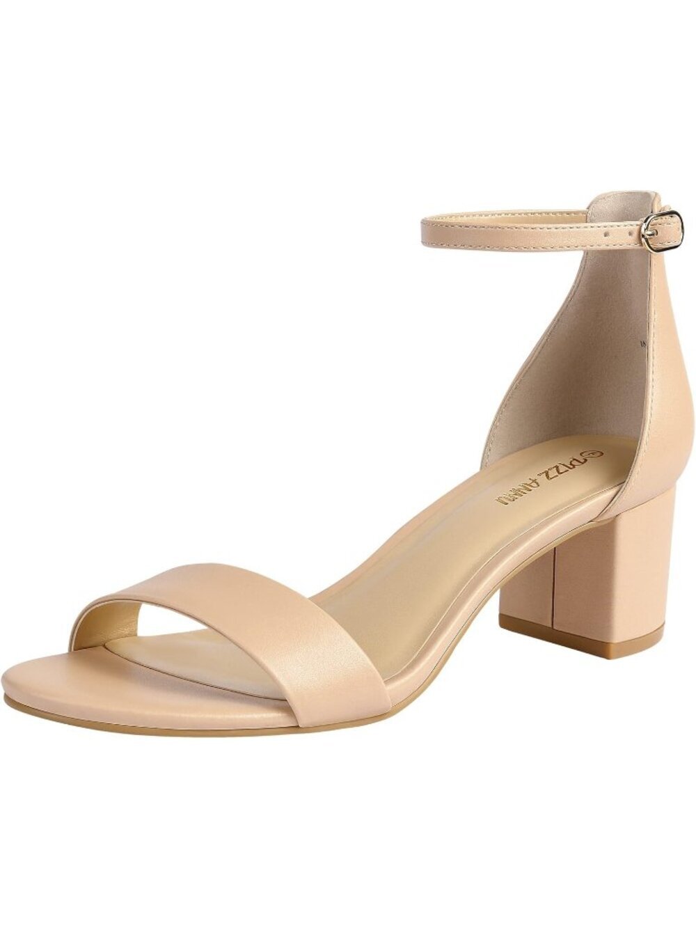 Women's Low Block Chunky Heels Sandals Open Toe Nude Ankle Strappy Buckle